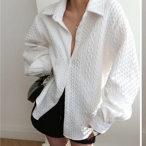 Cable Knit Oversized Shirt